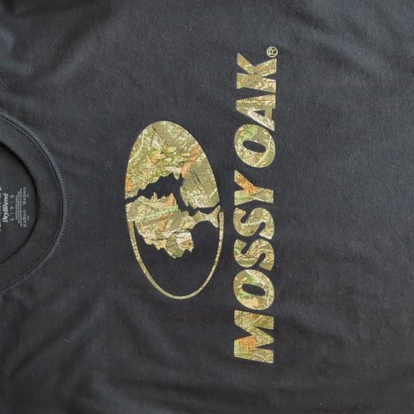 Gildan DryBlend Mossy Oak Camouflage Outdoor LS Crewneck T-Shirt L Black Camo - Picture 5 of 8